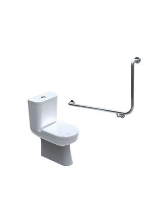 90 Degree Bend Toilet Grab Rail 600mm x 600mm Stainless Steel - Left Side